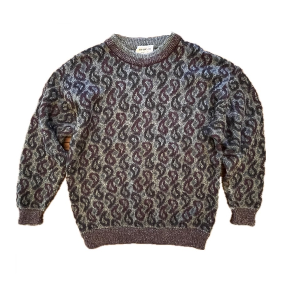 Vintage Idea Uomo Italian Made Mohair Blend Paisley Coogi Sweater, Medium